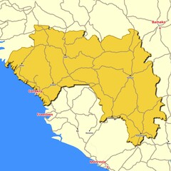 Map of Guinea with main roads and highways