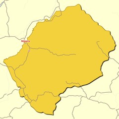 Obraz premium Map of Lesotho with main roads and highways