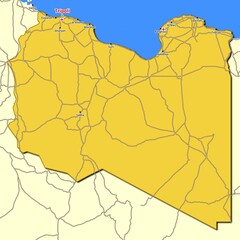 Map of Libya with main roads and highways