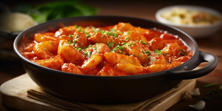 tteokbokki Korean food for lunch or dinner. AI Generated