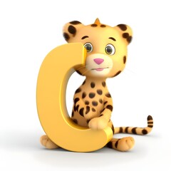 Alphabet letter C with tiger cartoon character for kids