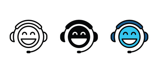 Customer support, assistance, technical support, customer service, call center, hotline, operator, staff, agent, service icon vector set in line and flat style for app and website. Vector illustration