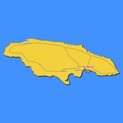 Obraz premium Map of Jamaica with main roads and highways