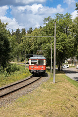 Fototapeta na wymiar Flat section of the Oberweißbach mountain railway