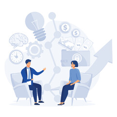  business porters a successful team, financing of creative projects, flat vector modern illustration 