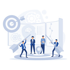  teamwork concept,  Business team customer target development for marketing, flat vector modern illustration