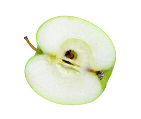 slice green apple on transparent png