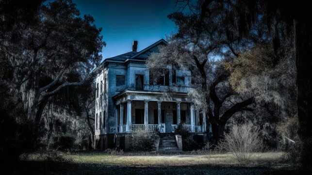 Haunted house in the forest made with AI generative technology