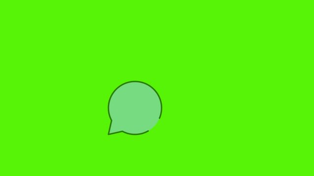 Inscription HTML on a speech bubble on a green background. Learn HTML programming language, computer courses, and training. Animation of a speech bubble. Chroma key. Codding Animated line Icon