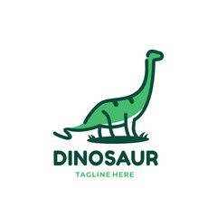 minimalistic line art outline dinosaur brontosau icon illustration vector template