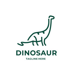 minimalistic monoline line art outline dinosaur icon illustration vector template
