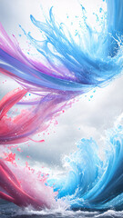 abstract colorful liquid splash vertical  background with generative AI technology