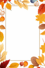 Naklejka na ściany i meble Autumn paper frame with white background leaves and copy space