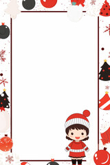 Christmas paper frame with white background and copy space