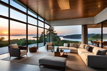 modern living room, interior of a house, modern living room with chairs, modern living room with fireplace
