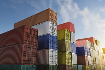 Cargo containers of different colors for logistics import-export business