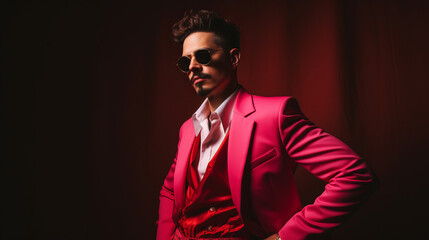 Fototapeta premium Drag king portrait in colorful clothes
