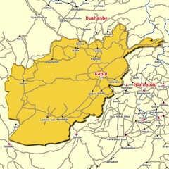 Map of Afghanistan with main roads and highways