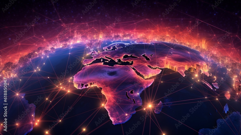 Poster global network background.generative ai
