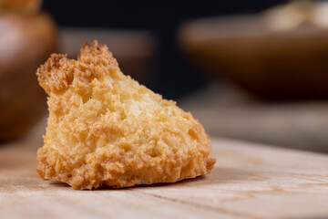 Small homemade coconut cookies made using coconut chips