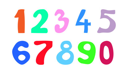 Set of color numbers Isolated on a white background. Flat style