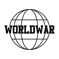 vector globe icon with world war typography text for t-shirt, poster, typography or your brand. vector