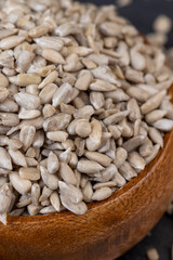 Sunflower seeds peeled from the black shell