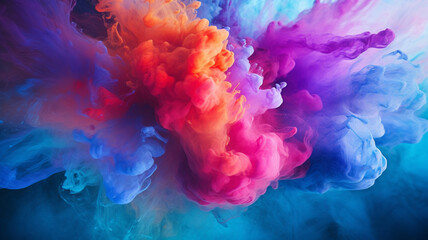 Obraz premium Vibrant Splash: A Captivating Generative AI Artwork with Poppin' Colors and Ethereal Mist - Generative AI, generativ KI