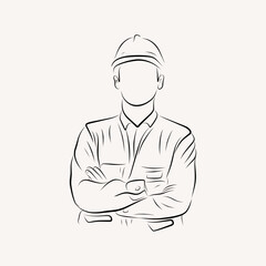 engineering outline character line art illustration