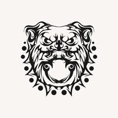 Bulldog tribal tattoo black and white style