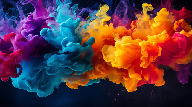 Vibrant Colorful Splash in a Misty Background - An Artistic Journey into Generative AI, Generative KI
