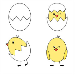 Obraz premium Chicken, egg, cracked egg, vector