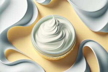Soft face cream in a jar. Skin care product illustration generative ai