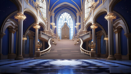 Fototapeta premium アニメの背景素材-城の大階段