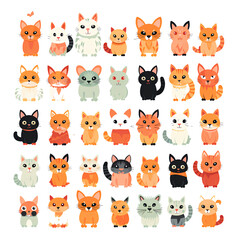 Obraz na płótnie Canvas set of funny cartoon cats AI generative