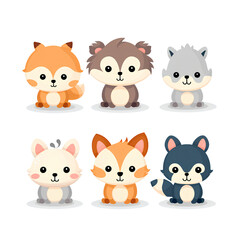 set of animals Cute  AI generative