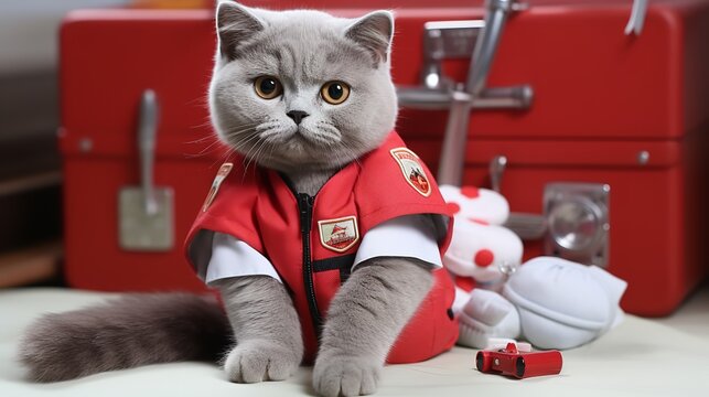 Emergency Care Paws: British Shorthair Paramedic