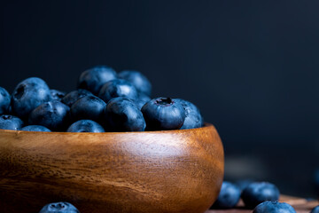 Ripe blueberries on the table