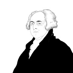Realistic illustration of the President of the  United States John Adams