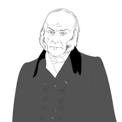 Realistic illustration of the President of the United States John Quincy Adams