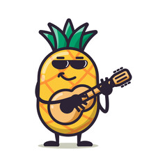 cute pineaple cartoon mascot character funny expression