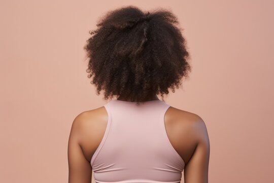 Active Black Woman From Behind Wearing Gymwear Activewear, Female Gym Clothing Photoshoot