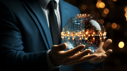 businessman in metaverse, digital transformation conceptual for next generation technology era. ai generative