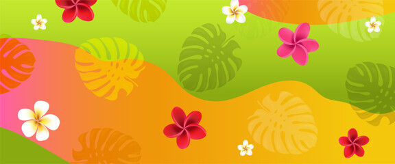 Tropical frame with flowers