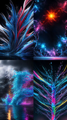 set abstract colorful liquid splash vertical  background with generative AI technology