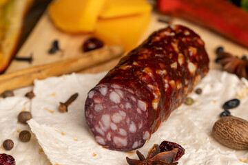 dried meat sausage with spices