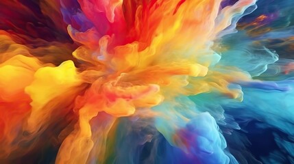 Splash of rainbow paint, colour cloud, abstract color wallpaper
