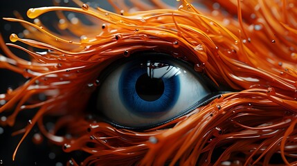 Vibrant marine life - close-up of one creature's mesmerizing eye underwater.