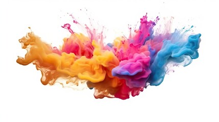 Splash of rainbow paint, colour cloud, abstract color wallpaper, white background