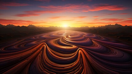 Sunset Horizon: a Beautiful Natural Landscape with Colourful Sky and Sunlight